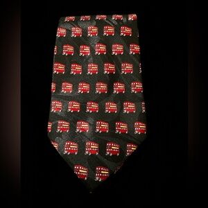 Gold City Black London Double Decker Bus Handmade Silk Tie